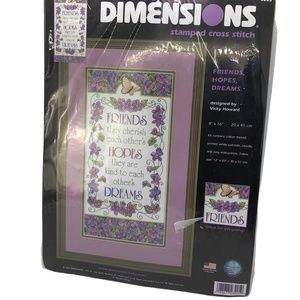 Vtg 2002 DIMENSIONS 8” x 16” Stamped Cross Stitch #3205 FRIENDS, HOPES, DREAMS